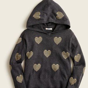 Crewcuts Girls' hooded sweater in metallic hearts - NWT